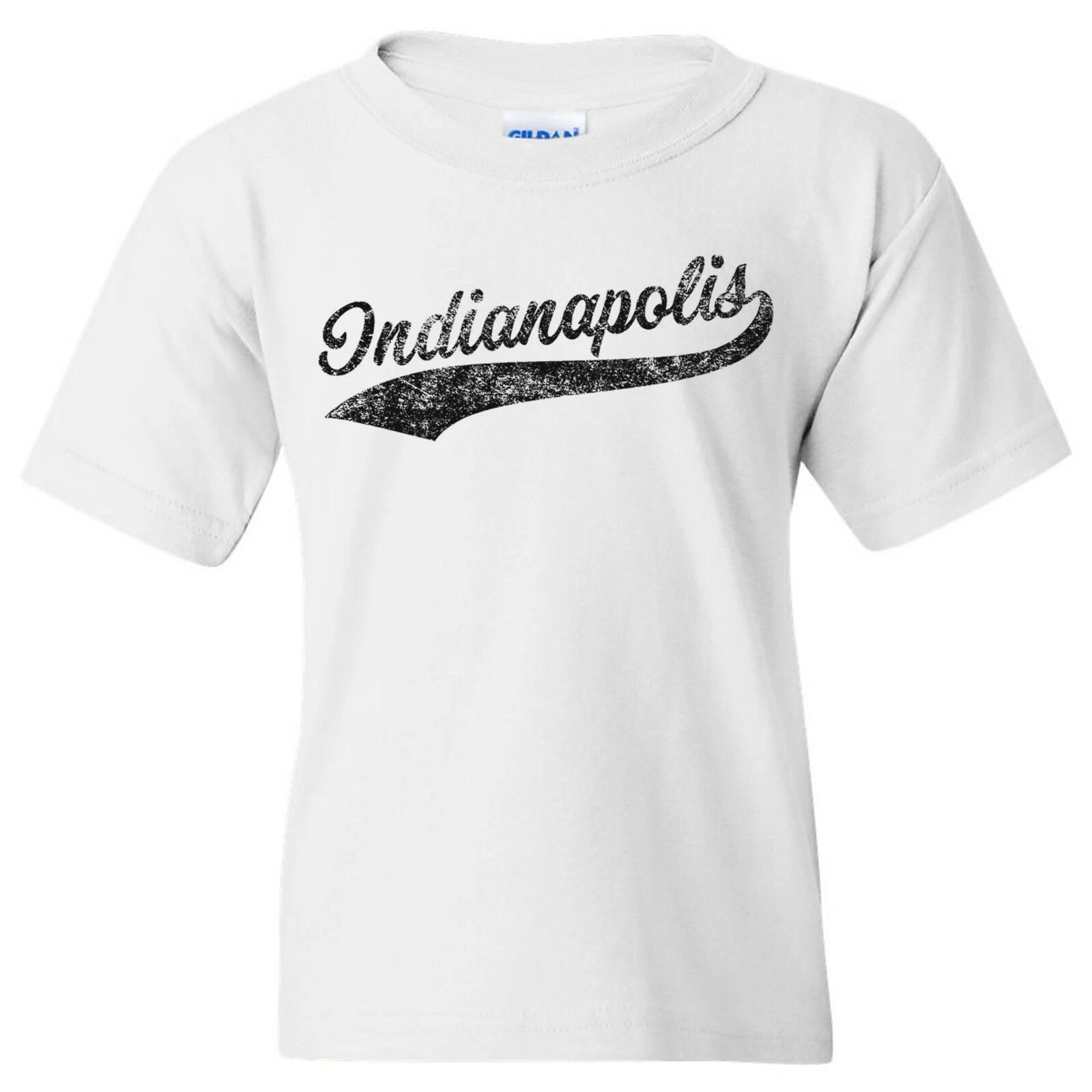 Indianapolis City Baseball Script Youth T-Shirt - White L