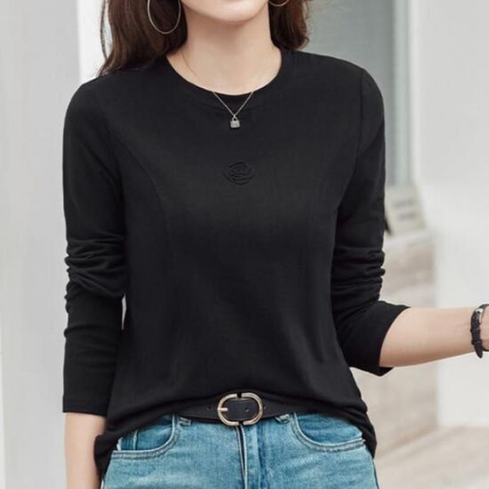 Navava Simple Basic Flower PoinT Long Sleeve T shirT nT3036