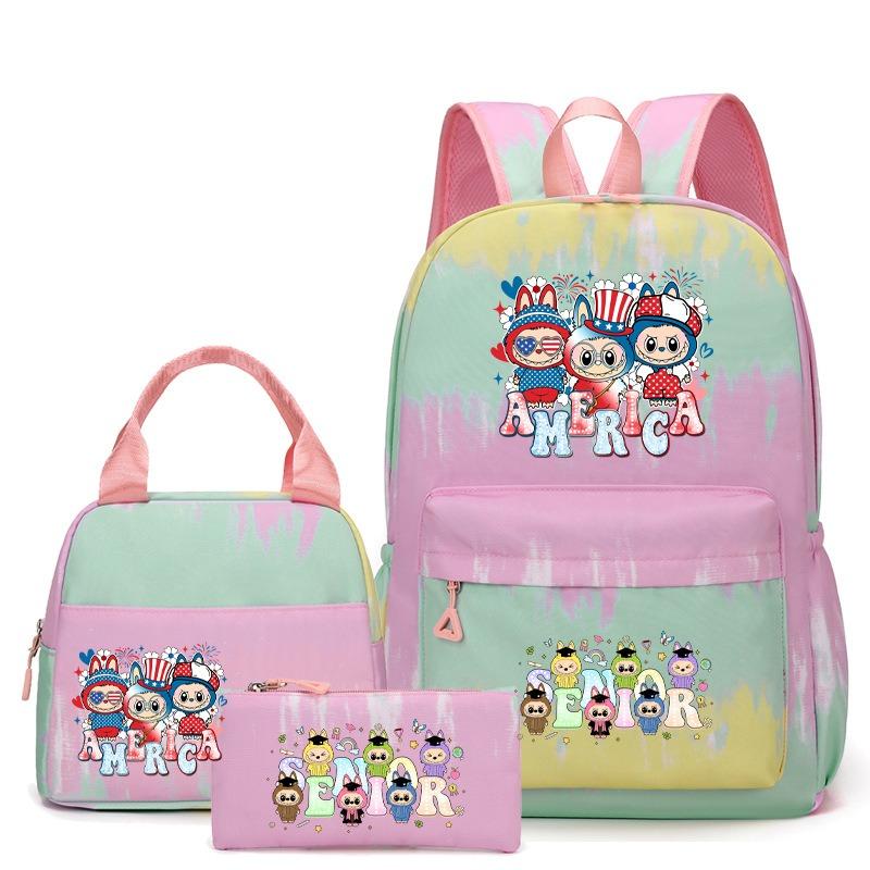 School bag cute youth, primary and secondary school students and girls lunch bag three-piece backpack set