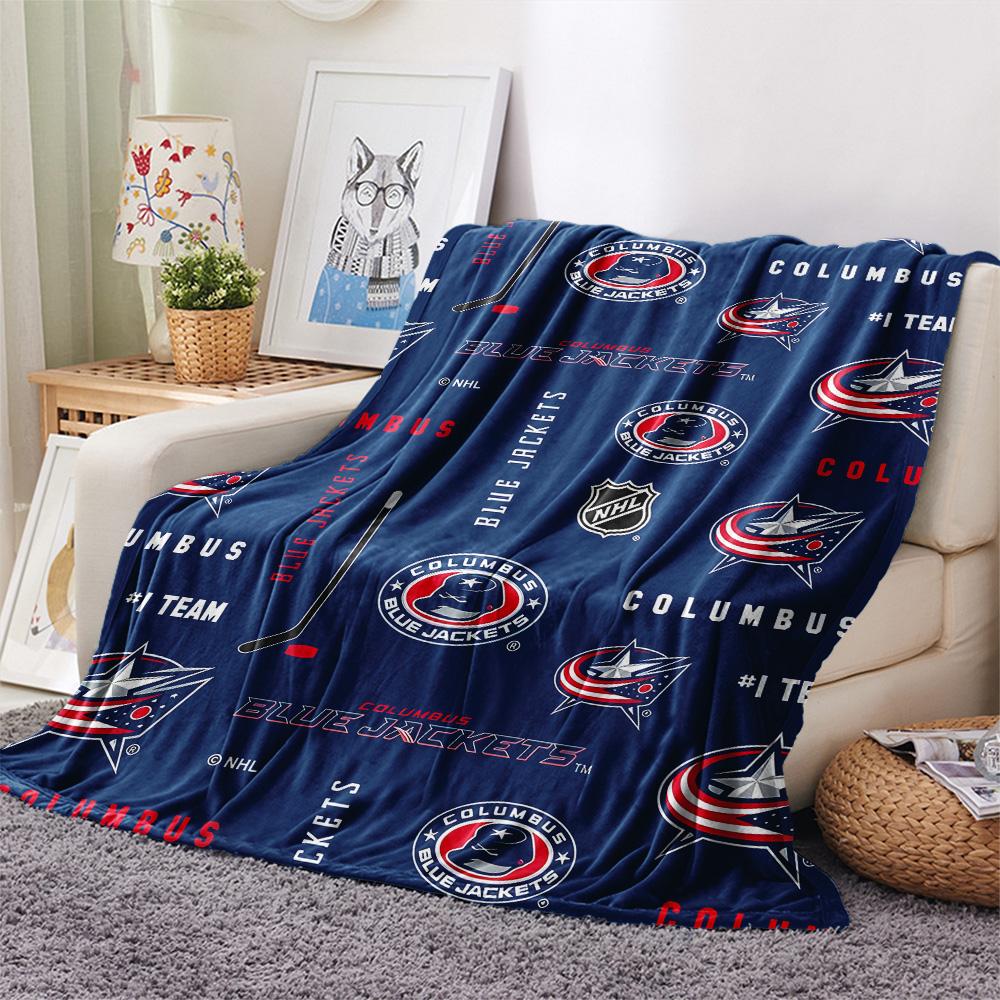 Columbus Blue Jackets Print Flannel Blanket, High quality Comfortable for All Seasons, Home Decor, Warmth and Comfort, Perfect for Christmas Gifts
