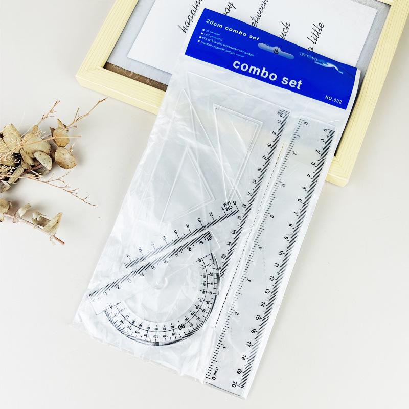 

Multi-functional Student Ruler Set - Triangle, Straight Edge, Protractor & Scale Rulers 20cm