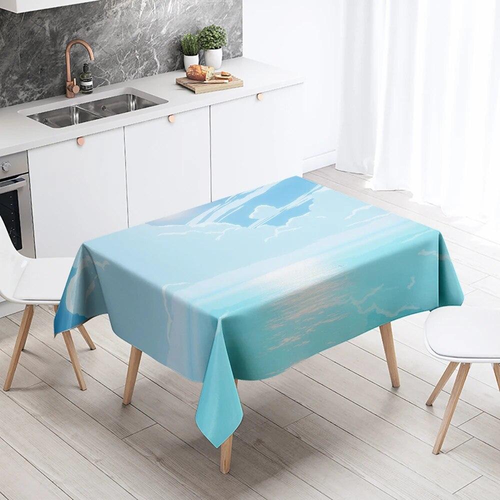Colorful Cloud Tablecloth Sunset  Anti-fouling Waterproof Rectangular Kitchen Dining Table Home Decoration