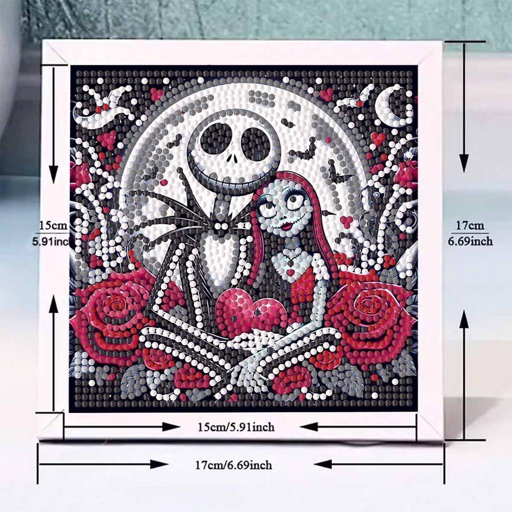 DIY Diamond Painting Kit with Frame,Skeleton Love Full Circle Mosaic 5D DIY Cross Stitch Kit Home Decoration with Frame, Handicraft Hobby Collection