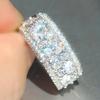 CAOSHI Luxury Full Bling Iced Out Finger Ring Lady Wedding Band Jewelry with Shiny Zirconia Gorgeous Accessories for Engagement
