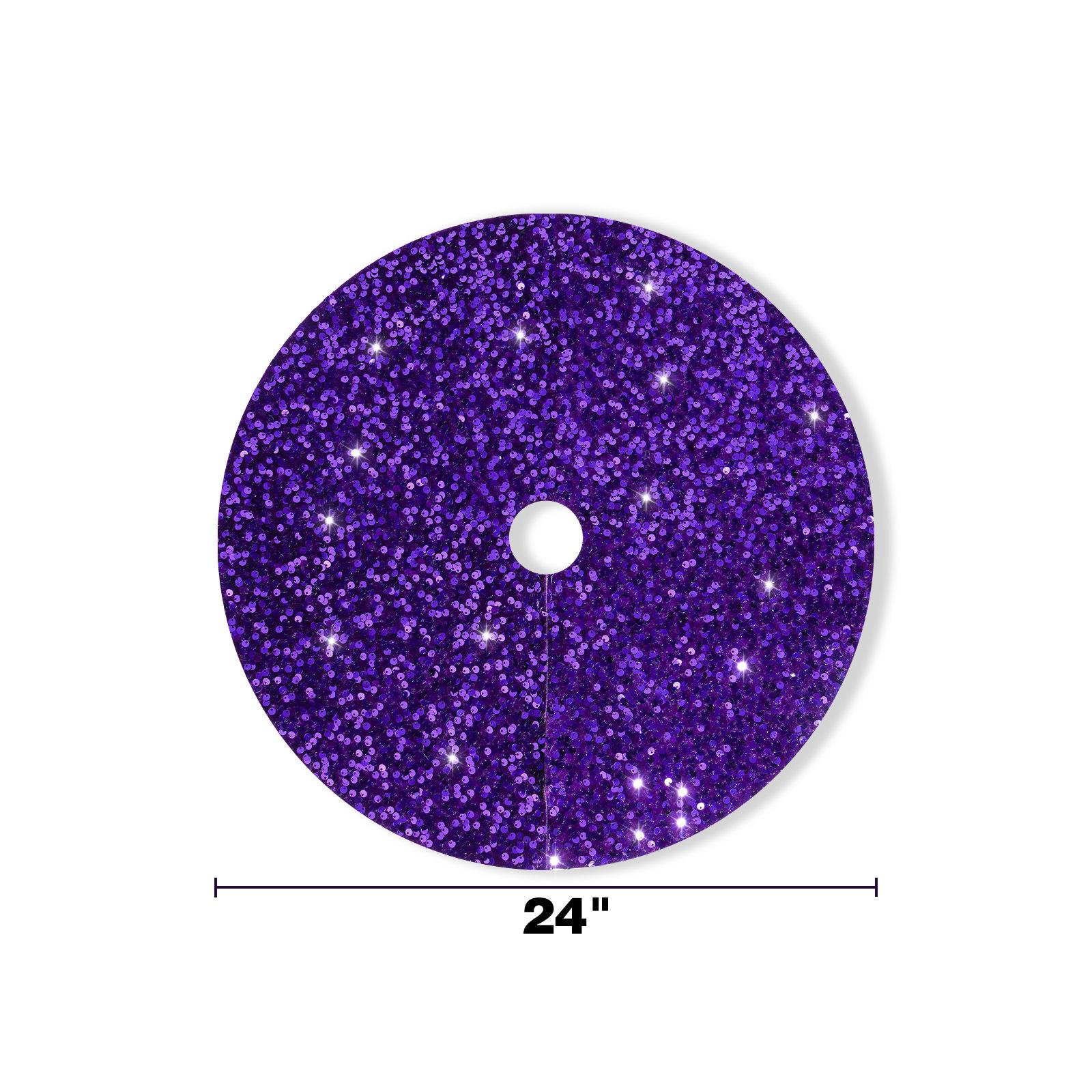 Halloween Purple Sequin Tree Skirt - Festive Decorative Accessory