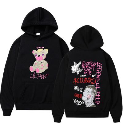 Raper Lil Peep CryBaby Hellboy Niedźwiedź Bluzy Mężczyźni Kobiety Vintage Hip Hop Oversize Bluzy Jesień Zima Polarowe Ciepłe Bluzy