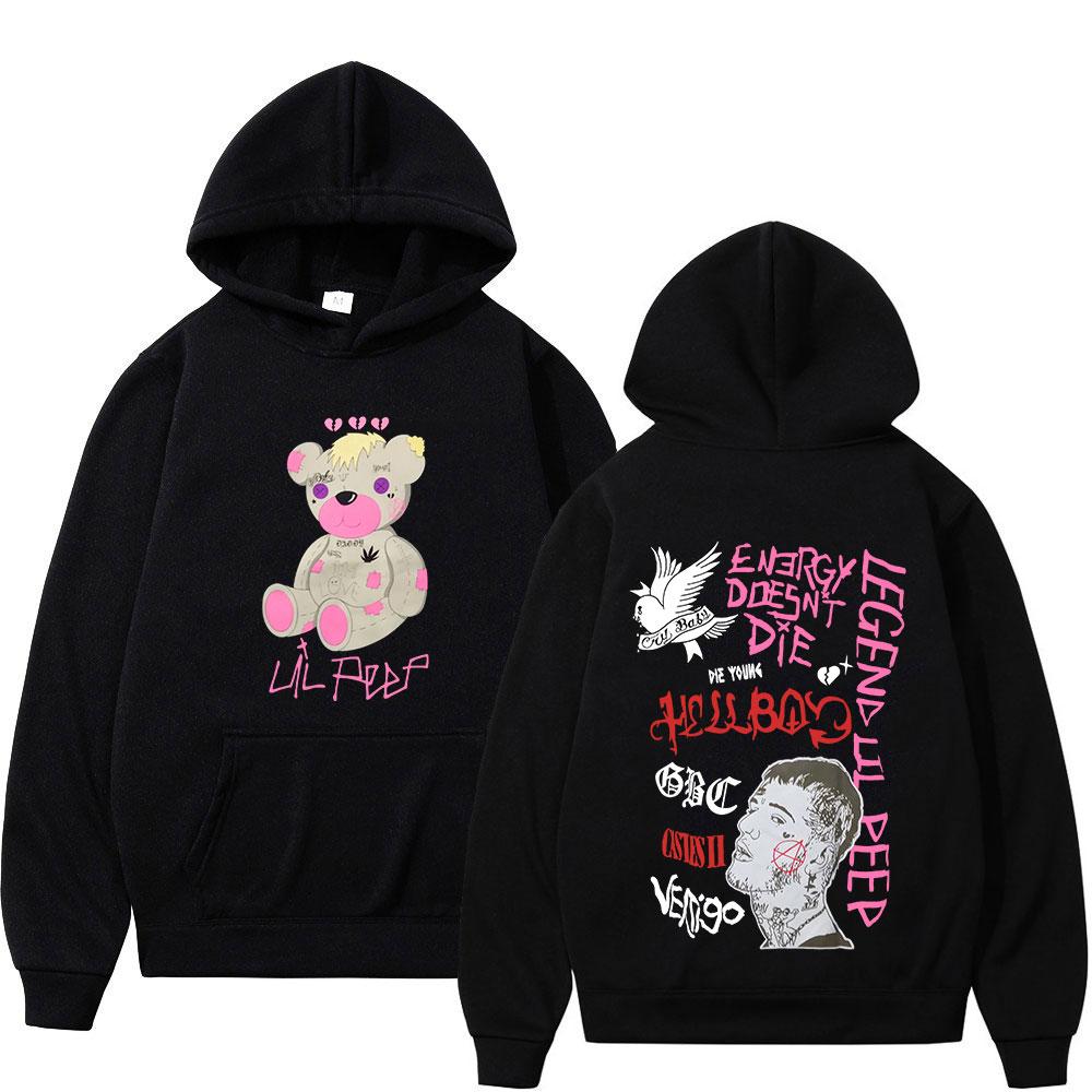 

Rapper Lil Peep CryBaby Hellboy Bear Hoodies Men Women Vintage Hip Hop Oversized Sweatshirts Autumn Winter Fleece Warm Pullovers L