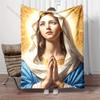 1PC Woman Praying with Halo Print Blanket Warm Soft Fluffy Kids and Adult Sofa Bed Throw Blanket Outdoor Travel Camping RV