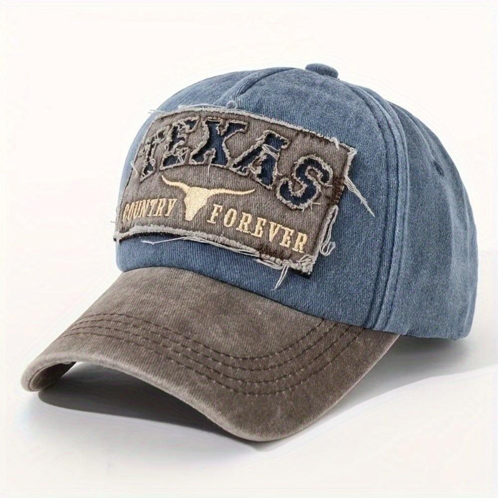 

Washed Cotton Embroidery Baseball Cap Visor Sunscreen Hats Vintage Casquette For Man Women Unisex синій