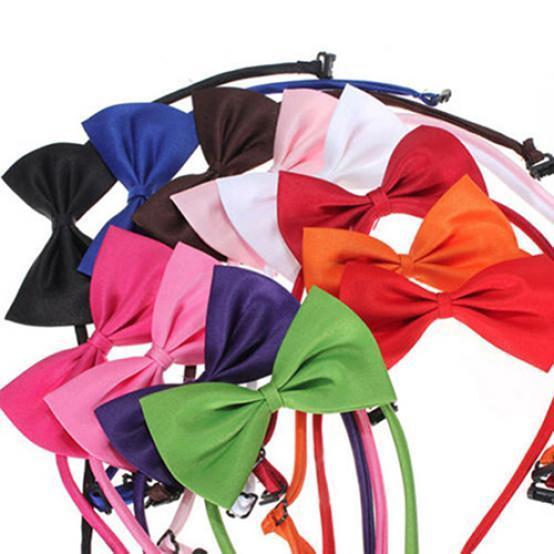 Cute Solid Color Adjustable Cat Bowtie Pet Dog Collar Bowknot Necktie Bow Tie