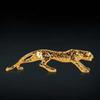 Glückstier Leopard Figuren Gold Messing Leopard Miniaturen Vintage Gepard Kleine Statue Teetier