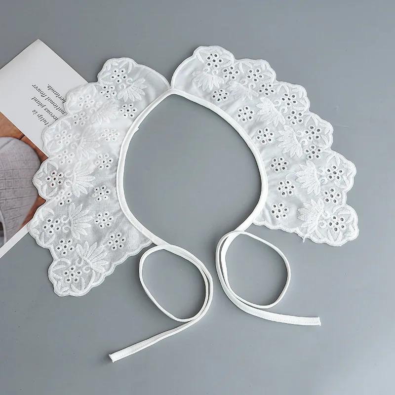 Female Hollow Flower Bowknots Fake Collar Shawl for Womens Blouse Top False Detachable Collar Female Shirt Faux Cols