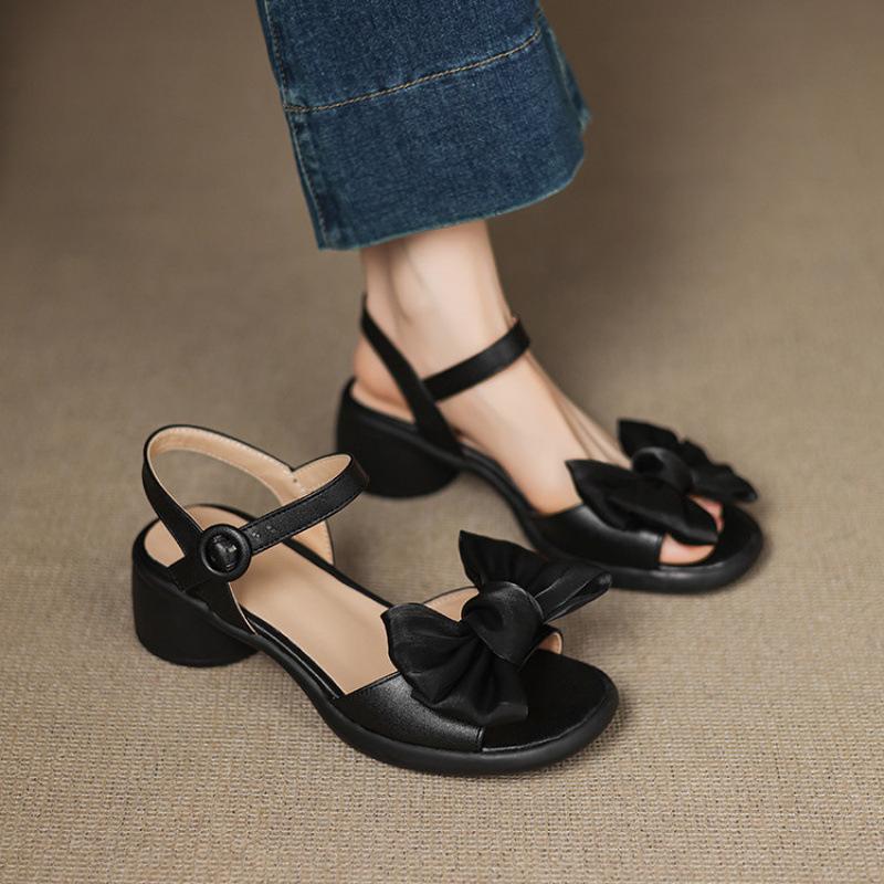 

New casual one-word with sandals buckle round head summer square heel high heel sandals thick sole non-slip large and small size women s shoes 39 чёрный