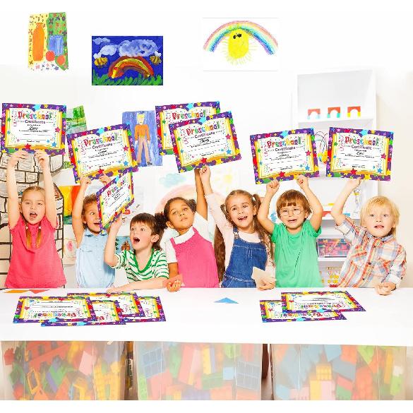 Yisong 35 Pcs Preschool Diploma, Colorful Preschool Graduation Award Certificate Classroom Activities Certificate for Kid Student Teacher Preschool