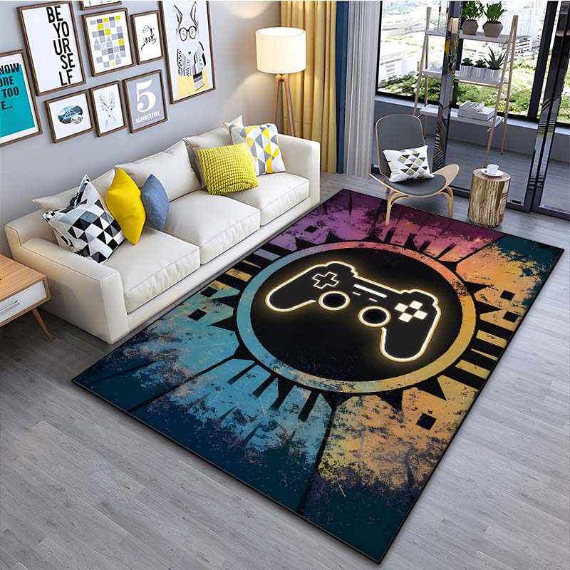Modern Colorful Gaming Themed Print Rug for Living Room Bedroom Bedside Bathroom Floor Mat Home Area Rug Carpets Room Decor Gift