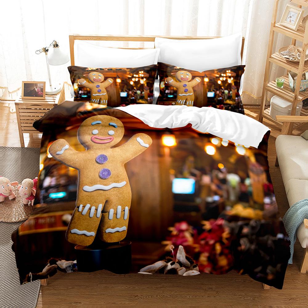 Parure de lit 3D en microfibre, ensemble de literie de noël, bonne année, housse de couette, 2/3 pièces, fermeture éclair douce, AU180 x 210, décoration de chambre à coucher pleine grandeur