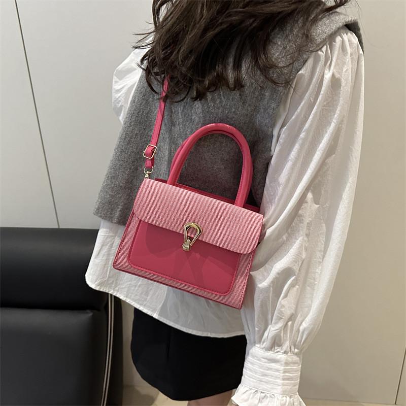 Womens Pu Small Square Bag With Contrast Color Blocking And Phone Pocket For Daily Use