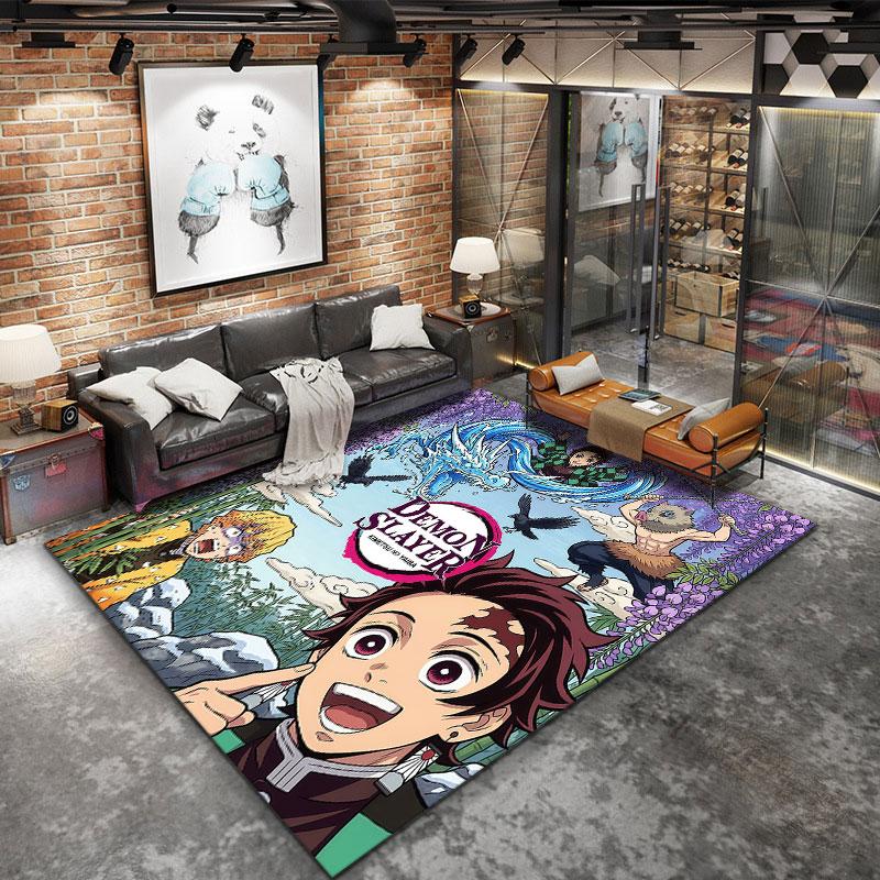 Demon Slayer Teppe Teppe For Stue Soverom Hjem Sofa Dekorasjon Barn Lek Sklisikker Gulvmatte