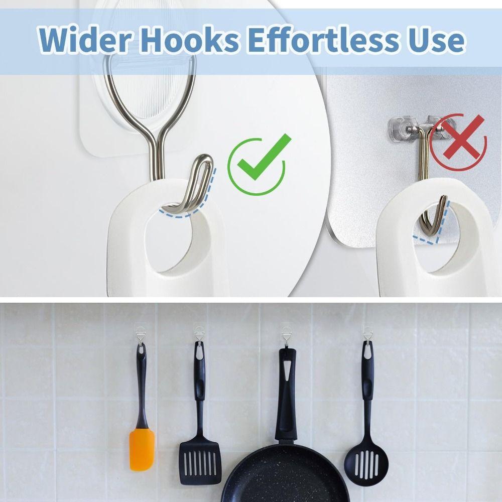 10PCS Transparent No Damage Hooks Heavy Duty Stick On Hooks Multi-Purpose Adhesive Wall Hooks  Door