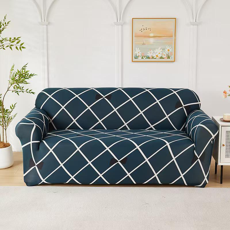 Four Seasons Milk Silk Elastic Sofa Cover - Single/Double Person, All-Inclusive Printed Design