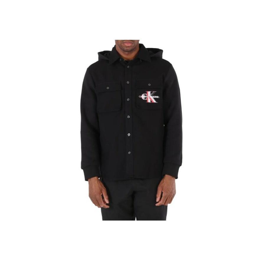 Calvin Klein Letter Print Hooded Long Sleeve Jacket Men jackets Black J319284-BEH