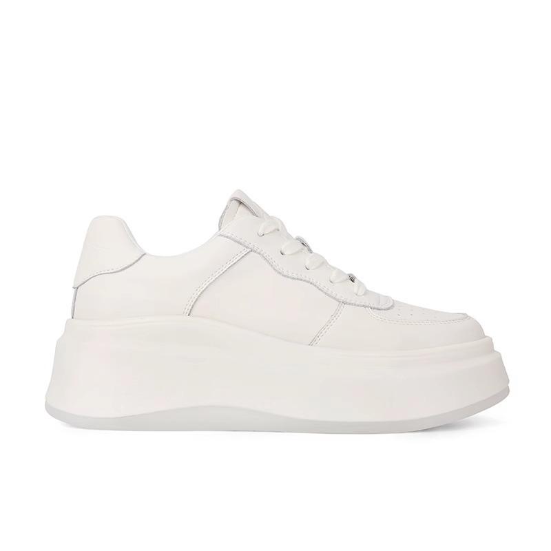 Dámské kožené boty na palubovce, nové, s tlustou podrážkou, bílé, dámské boty, volnočasové boty, dámská sportovní obuv