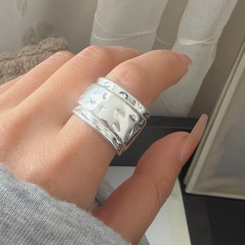 925 Sterling Silver Rings for Women Couple Minimalist Handmade Simple Heavy Wide Ring Fine Jewelry Gift Prevent Allergy