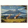 VintageStyle Kenya Safari Iron Wall Art Sign  Rustic Giraffe  Mount Kilimanjaro Scene   Retro Metal Decor for Home Office