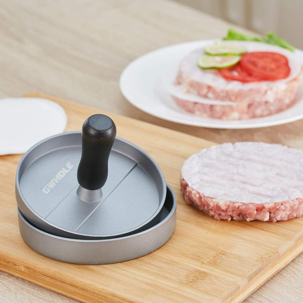 GWHOLE Hamburgerpresse, Patty-Former, Fleischpresse, Macht leicht Patties, Küchenutensil, Kochzubehör, Fasst 100 Blatt Wachspapier