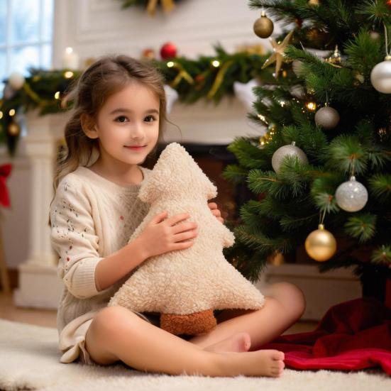Kerstboom Kussen Feestelijk Decoratief Sierkussen voor Bank Slaapkamer Pluizig Vakantie Huisdecoratie Feestcadeau