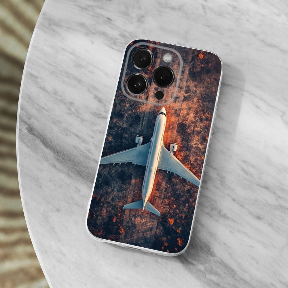 Airplane Art Plane Case For iPhone 17,11,12,13,16,14,15,Pro,Max,Plus,X,XS,XR,SE,Mini Transparent Soft Silicone