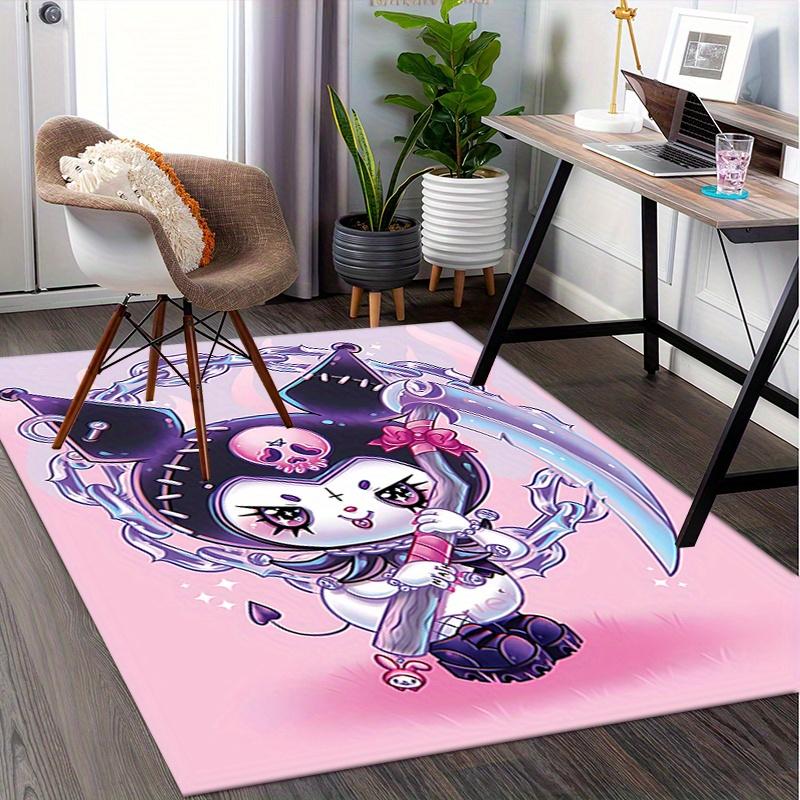 Office Rug Gothic Kawaii, Skull Cute Anti-Slip Rug, Machine Washable for Living Room, Bedroom, Office, Multiple Sizes, Bedroom Mat, Decorative Mat, Du