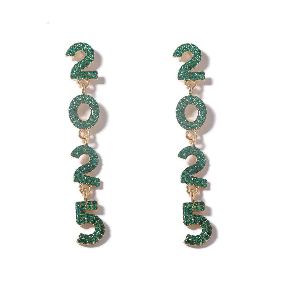 Aesthetic Happy New Year Earrings Jewelry Crystal Party Earrings  New Year