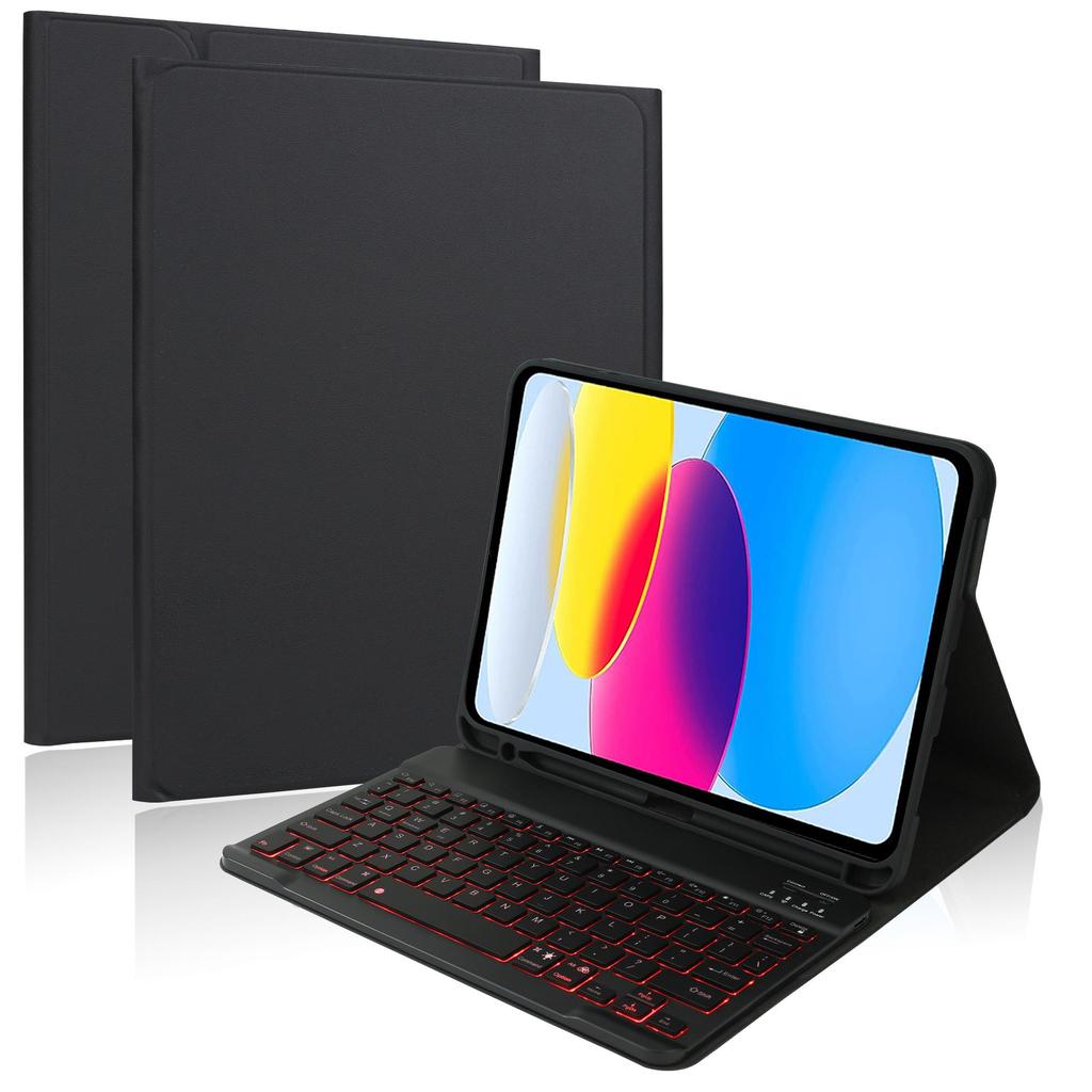iPad 10.9" 9th Gen Magnetic Leather Case with Seven-Color Backlit Bluetooth Keyboard
