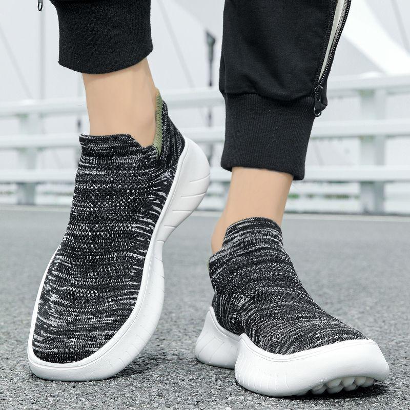 Fashion Minimalist Knit Men's Casual Sneakers Cushioned Insole Gym Walking Stylish Outdoor Comfortable Unisex Jogging Male Sports Shoes