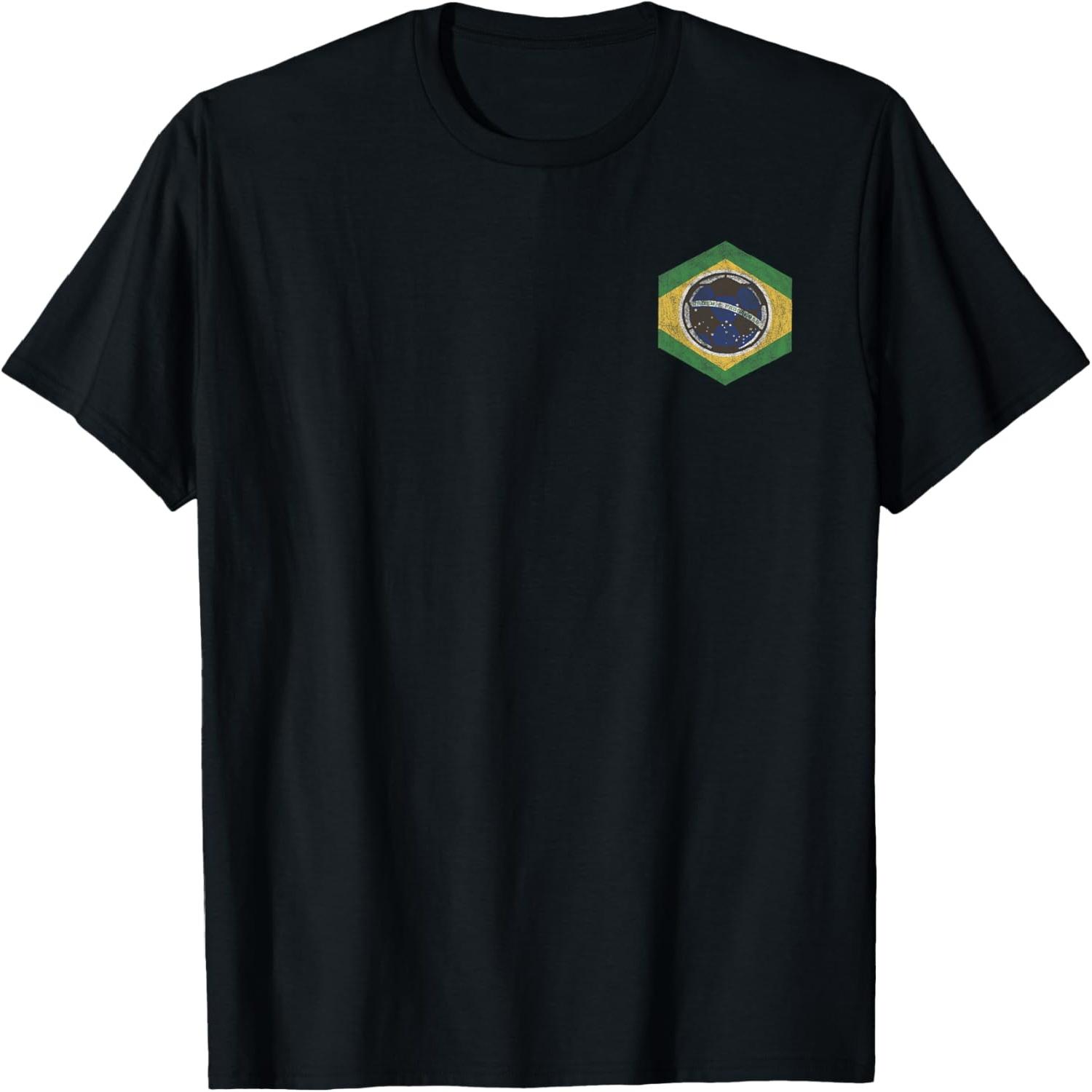 Vintage Brazil Football Flag Design Retro T-Shirt S
