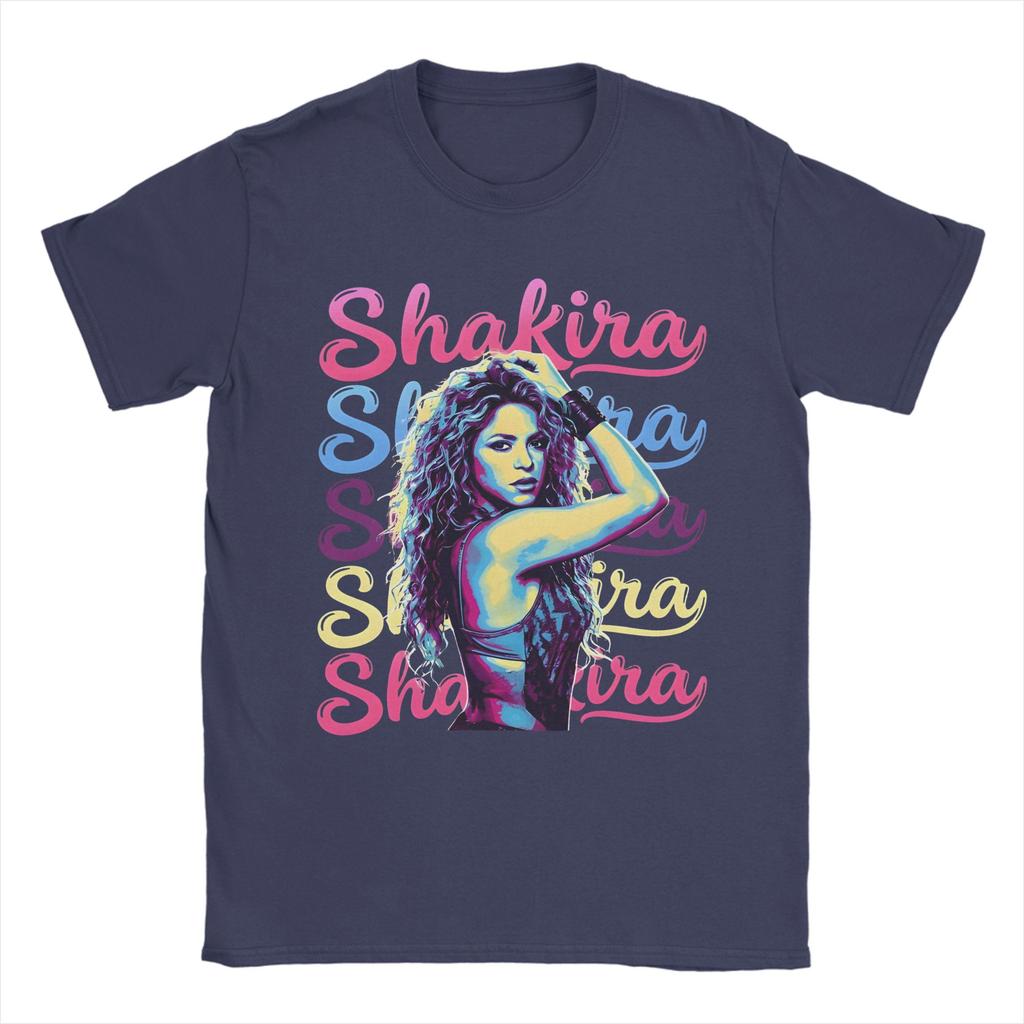 Funny Shakira Colorful Pop Art Portrait Design TShirts Unisex Round Neck Pure Cotton T Shirt Short Sleeve Tees Plus Size Clothes