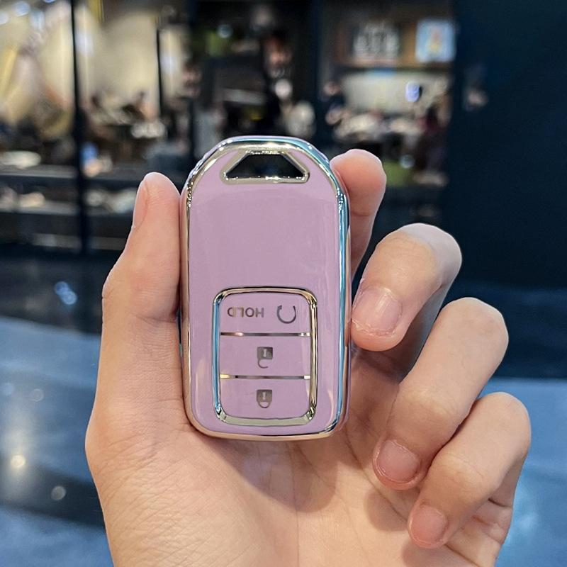 

Новый чехол для ключей из ТПУ с 2/3 кнопками для Honda CRV XR-V CR-V Fit Civic Accord HR-V HRV City Odyssey Shell, автомобильные аксессуары 3Bbutton key cover фиолетовый