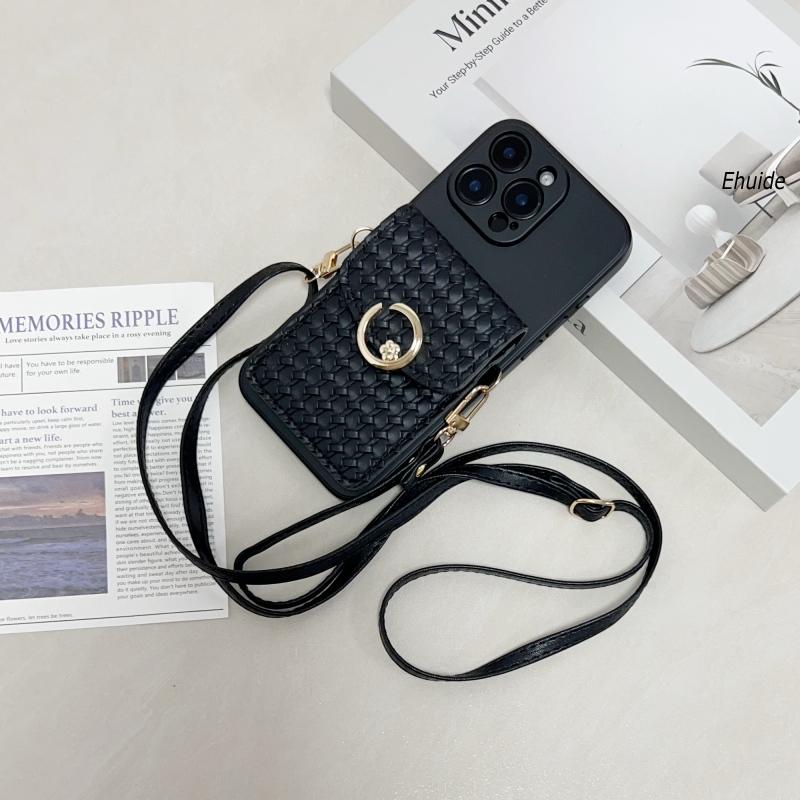 Woven Wallet Strap Case For Samsung Galaxy S25 Ultra S24 FE S20 S21 S22 S3 Plus A17 Card Slot Holder Crossbody Lanyard Bag Cover