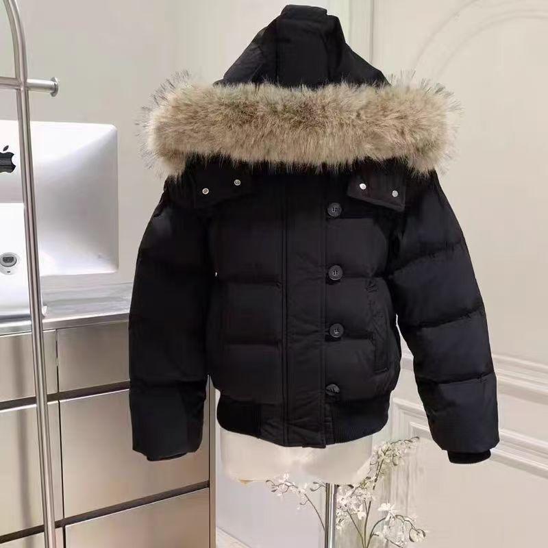 Autumn Winter Retro Fur Collar Warm Solid Color Women Hooded Cotton Coat Ins Winter Loose Casual Slim Cotton Coat Jackets