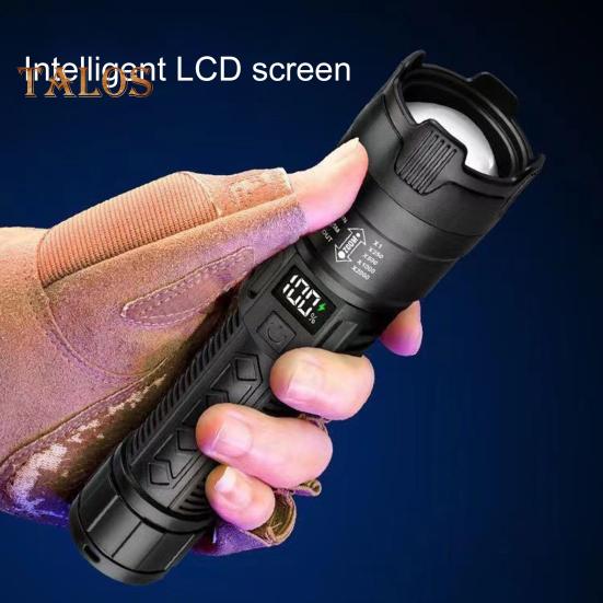 LED Flashlight Super Bright Digital Display IPX65 Waterproof Rechargeable Zoomable Outdoor Emergency Use Tactical Torch Light