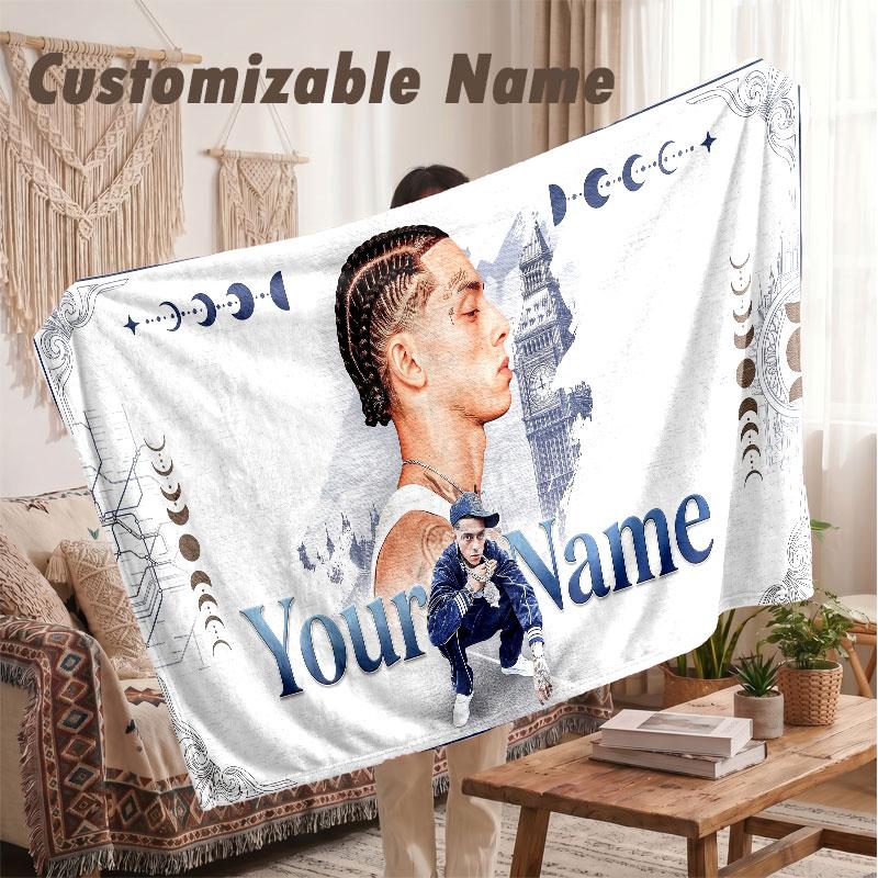 Custom Name Flannel Blanket,Central Cee Lightweight Warm Bed Blanket For Couch & Holiday Gift