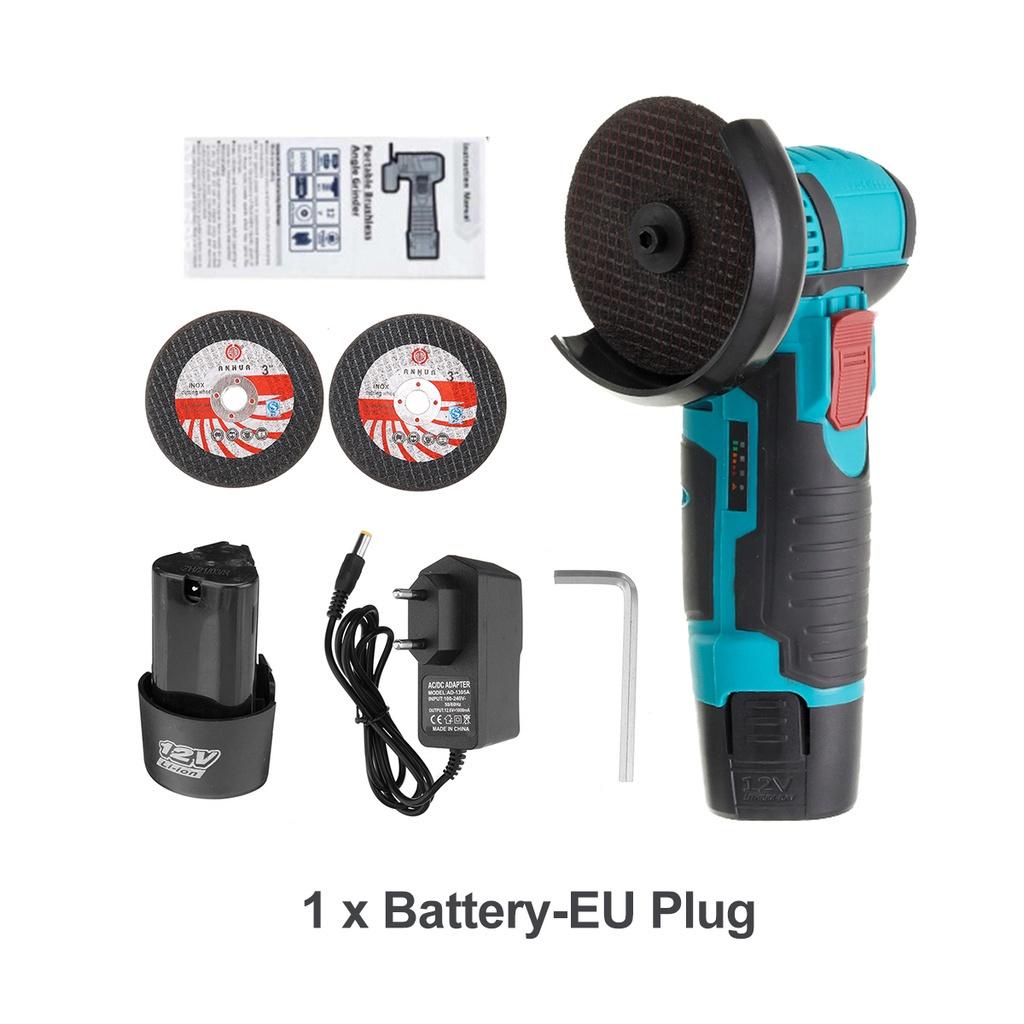 

Мини бесщеточная угловая шлифмашина 19500 об/мин Аккумуляторная электрическая угловая шлифмашина для металла и дерева с 2 аккумуляторами 12 В 1*Battery