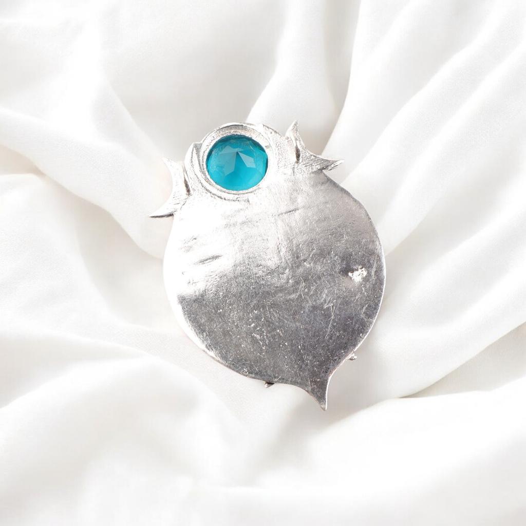 Naturlig Blå Apatit Ädelsten 925 Sterling Silver Designad Handgjord Hänge1.63" CP-22-09