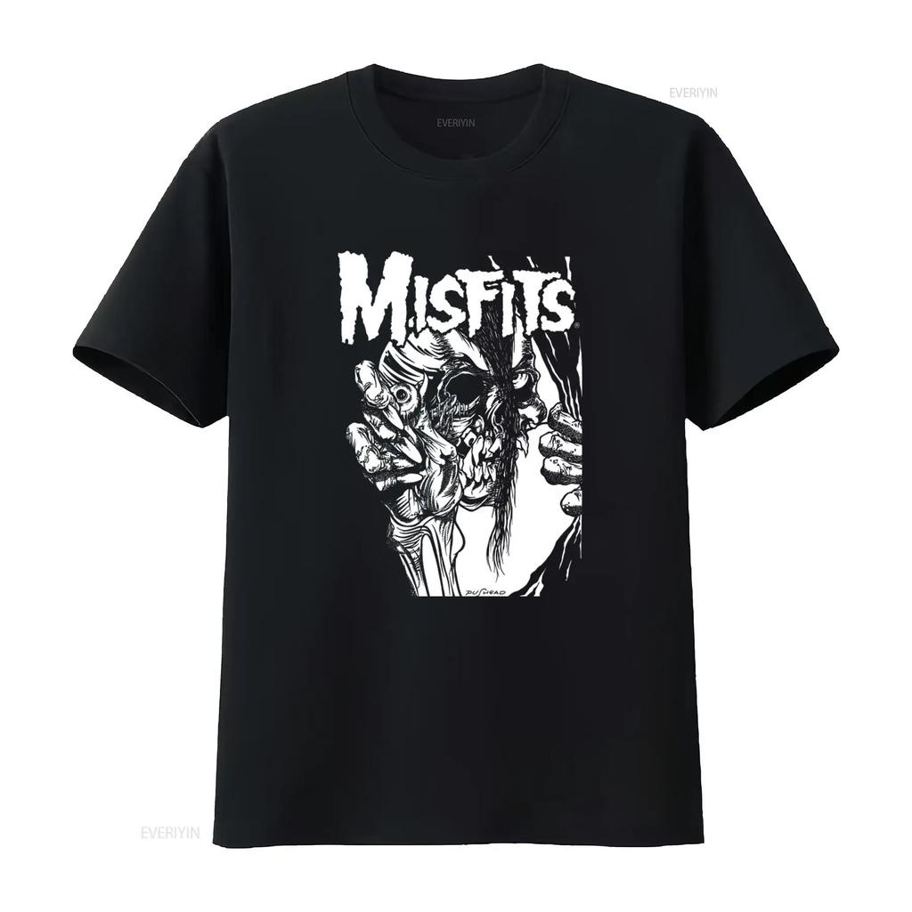Misfits Pushead Eyeball Black and White T Shirt Mens Licensed Rock N Roll Music Retro Design vintage Washed Comfortable Stylish