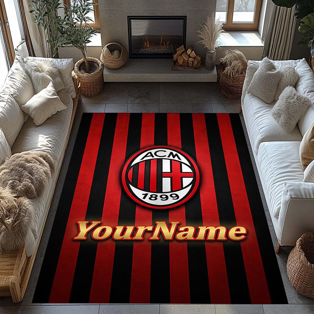 Ac Milan Customize Text Carpet Perfect for Kitchen Outdoor Dining Room Playrooms Anti-slip Rug Office home decor Perfect Gift for Women/Men