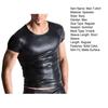 O-Neck Short Sleeve Elastic Men T-shirt Stage Performance Faux Leather Tee Shirt Clubwear