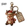 Holiday Keychain for Christmas with Gift Box, Cute Santa Claus Snowman Highland Cow Festive Accessories DIY Reindeer Bag Charm, Keyring Pendant, Gifts
