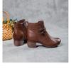 New Women's Retro Chunky Heel Short Boots, Genuine Leather Round Toe Shoes, Non-Slip for Fall/Winter, Commuting & Casual