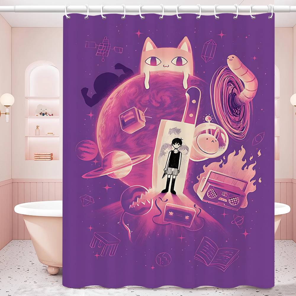 Classic Hot Horror Video Game Omori Shower Curtain, Bathroom Decorative Shower Curtain, Waterproof Shower Curtain With Hooks